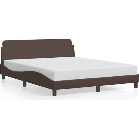 Lit double  Lit adulte  Cadre de lit Dover marron 160x200 cm similicuir