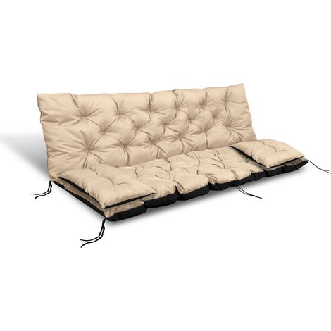 Cuscino da giardino 100x60x50 cm + 2 cuscini per altalena, impermeabili, beige