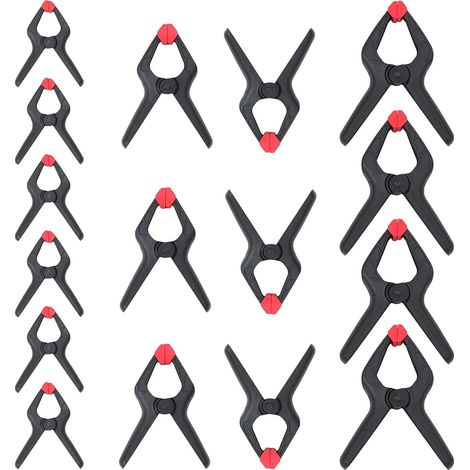 Lot de 16 pinces à ressort en nylon robuste pour photographie, bâche, artisanat, jardin, terrasse, 16,5 cm x 4 pièces, 11,4 cm x 6 pièces, 9,5 cm x 6 pièces) (1/5)