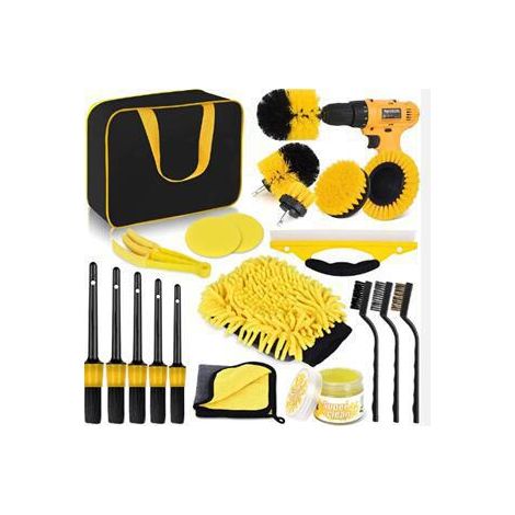 Kit nettoyage voiture 20 pièces - Intérieur extérieur - Brosses éponges (1/5)