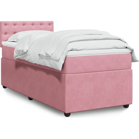 Cama box spring con colchón terciopelo rosa 90x200 cm vidaXL (1/5)