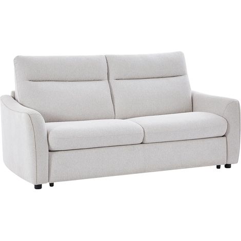 Canapé convertible express 3 places en tissu beige - Couchage 140 cm SOVANIA (1/5)