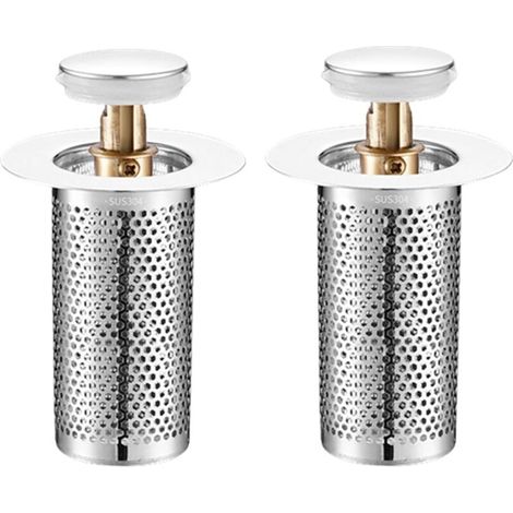 Crépine de vidange de sol universelle en acier inoxydable, paquet de 2, crépine d'évier de baignoire, crépine d'évier pop-up, crépine d'évier de cuisine et de salle de bains, baignoire (style long) (1/4)