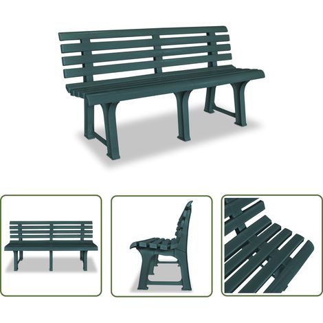 The Living Store Banc de jardin 145,5 cm Plastique Vert - Banc De Jardin - Mobilier De Jardin - Banc Extérieur - Chaise Longue - Décoration Extérieure (1/6)