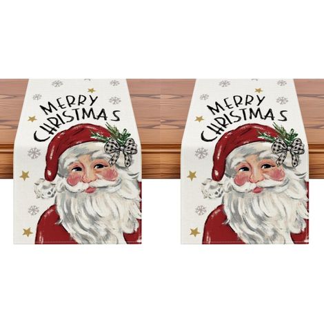Camino de mesa de Papá Noel, decoración de mesa invernal con copos de nieve para la temporada navideña, 33 x 274 cm (rojo) (2 piezas) (1/5)