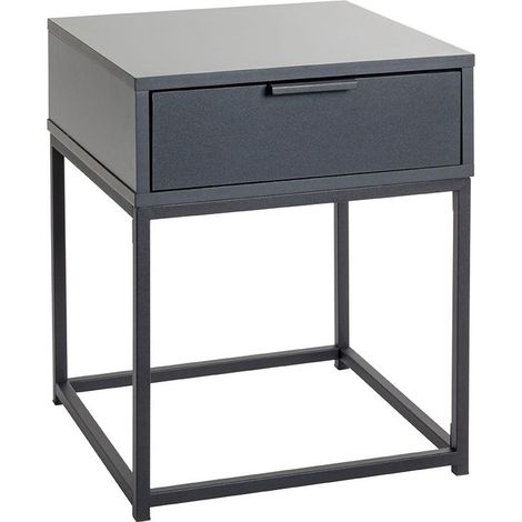 Table de nuit, table de chevet 1 tiroir coloris gris anthracite/Noir - Longueur 40 x Profondeur 40 x Hauteur 50 cm (1/5)