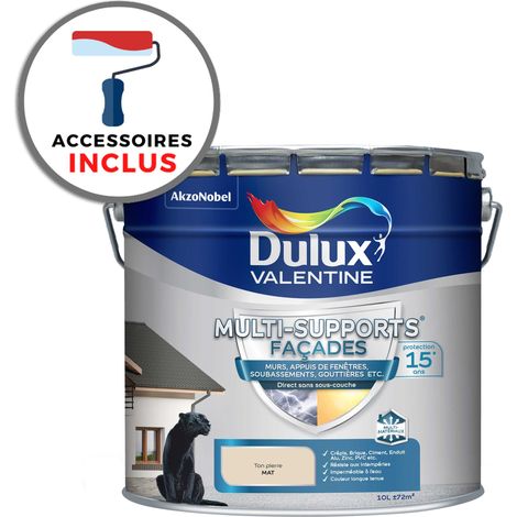 Peinture + accessoires Multi-Supports Façade - protection 15 ans sur 15 matériaux - Mat Ton Pierre 10 L - Dulux Valentine
