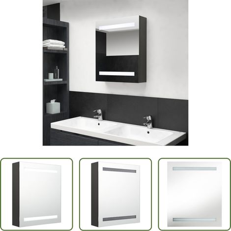 Miroir LED -  Armoire de salle de bain à miroir LED anthracite 50x14x60 cm (1/5)