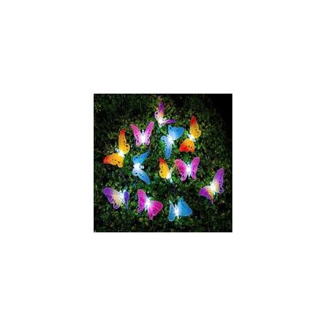 Guirnalda de luces LED solares impermeables con forma de mariposa para exteriores Crezuo