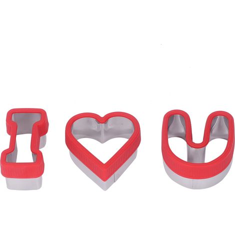 Lot de 3 emporte-pièces en acier inoxydable rouge, moules à biscuits Saint-Valentin, découpoirs à légumes et sandwichs (1/5)