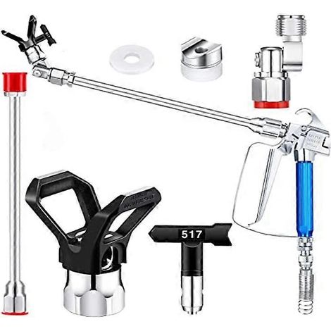 5-teiliges Airless-Spritzschlauch-Set, 3600 Psi, 517er Düse, Drehgelenk mit Düsenschutz und Verlängerungsrohr (1/5)