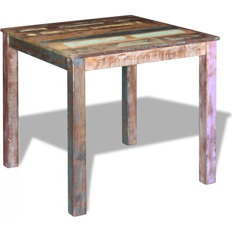 Tavolo da pranzo di design per soggiorno Legno massello di recupero 80x82x76 cm (1/5)