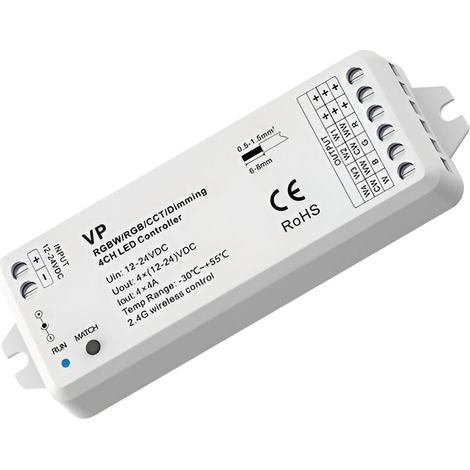 Contrôleur Variateur LED de dernière génération 12/24V DC pour Ruban LED CCT/RGB/RGBW, compatible avec Télécommande RF (1/2)