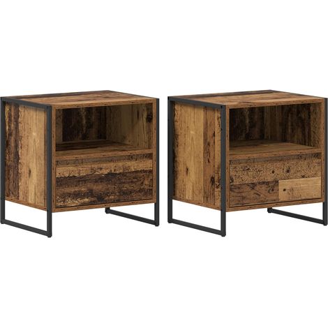 Maison Exclusive - Mesa de Noche con cajón 2 pcs Madera Vieja 50