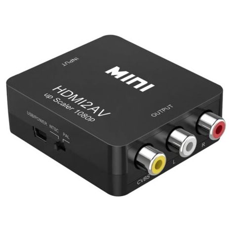 Convertisseur HDMI vers RCA AV CVBS, 1080P Adaptateur HDMI vers RCA Composite Audio Vidéo avec USB Câble, Commutation PAL/NTSC, Pour Xbox 360, PlayStation 3 4 5, DVD, Android TV Box, Fire Stick, Roku (1/5)