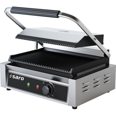 Grill contact - Plaque rainurée - Température +50/+300°C - Bac égouttement amovible - Saro