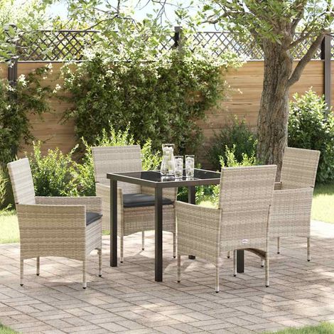 Ensemble de salle à manger pour jardin 5 pcs-Salon de jardin Gris clair 203897 (1/5)