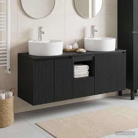 vidaXL Bathroom Cabinet Set 3 pcs Black 49.5 x 44.5 x 65 cm (1/5)