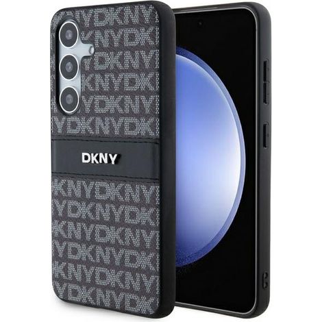 DKNY DKHCS24SPRTHSLK S24 S921 schwarzes/schwarzes Hartschalenetui aus Leder mit Mono-Streifen und Metalllogo (1/5)