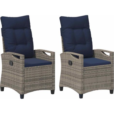 Sedia da Giardino 2 pcs grigio e blu navy 56 x 60 x 112 cm vidaXL