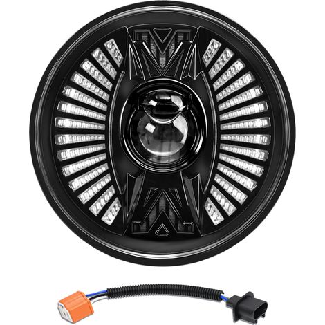 Runder 7-Zoll-LED-Scheinwerfer für Autos und Motorräder mit Tagfahrlicht, Blinkern, Abblend- und Fernlicht. Kompatibel mit Jeep Wrangler JK, TJ, LJ, Chevy, Ford, Mazda Miata, Hummer H1, H2 usw. (1/4)