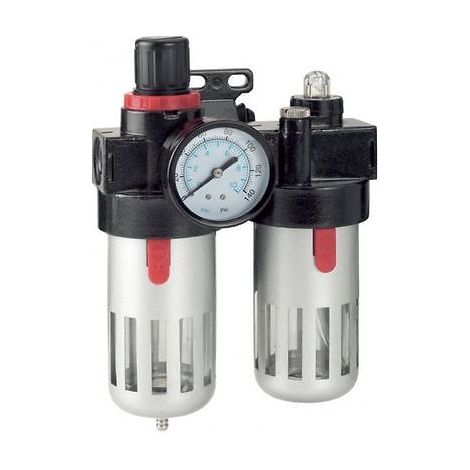 FILTRO RIDUTTORE MANOMETRO ATTACCO 1/4&quot OLIATORE PER COMPRESSORE SILVERLINE 178