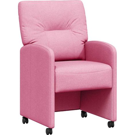 Sedie da Pranzo con Ruote 2 pcs Rosa 57 x 67 x 95 cm Tessuto vidaXL