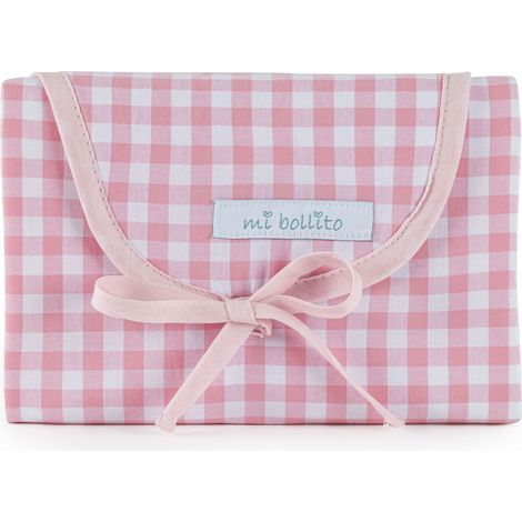 Matelas à langer portable, pliable et imperméable. Tissu Vichy. Facile à ranger dans le sac de la maman. Idéal pour un cadeau de naissance. (Rose)