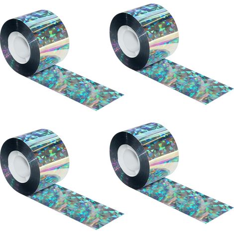 Cinta repelente de aves, 4 rollos de 2,4 cm x 80 m, reflectante de doble cara, para ahuyentar palomas en jardines y huertos.