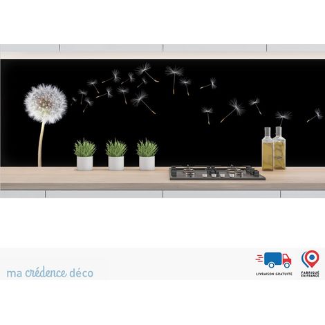 Crédence : Pissenlits sur fond noir - Alu composite - 60 - 120 (1/3)