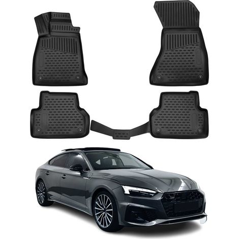 OMAC 3D Tapis de Sol Compatible avec Audi A5 F5 Sportback 2016-2024 Caoutchouc Noir 4Pcs (1/5)