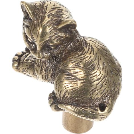 Poignée de meuble en laiton forme chat vintage Operitacx, design (1/4)