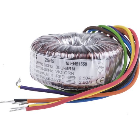 Transformateur torique RS PRO 2 sorties, 115 V ac, 230 V ac 2 x 6V c.a., 30VA