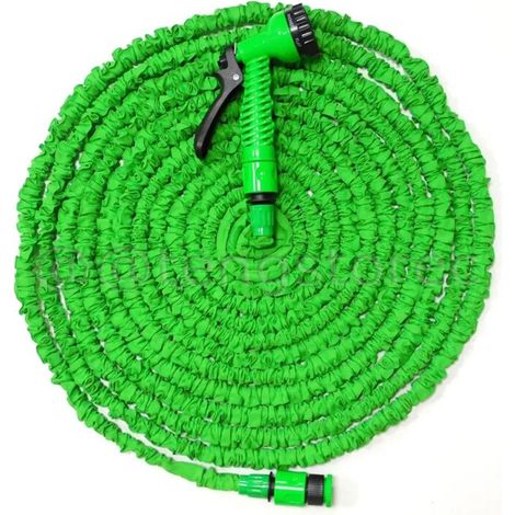Tuyau d'arrosage extensible (100 pieds, Royaume-Uni) - Tuyau d'arrosage robuste de 15 à 60 mètres (50 à 200 pieds), rétractable et flexible, avec 7 fonctions.