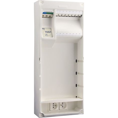 Coffret de communication Grade 3 équipé DTI + 8 prises RJ45 + repartiteur TV coaxial + emplacement Box 250x600x115mm MULTIBOX