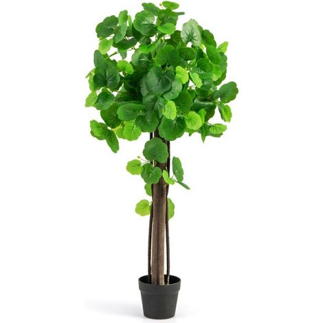 Artificial Crabapple Tree Fake Plant in Pot w/ Real Wood Trunk & Adjustable Branches (1/5)