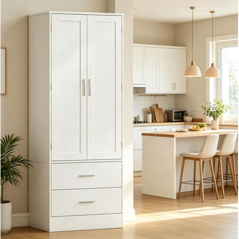 Armario columna de cocina blanco 60x40x159 cm de madera con almacenaje (1/5)