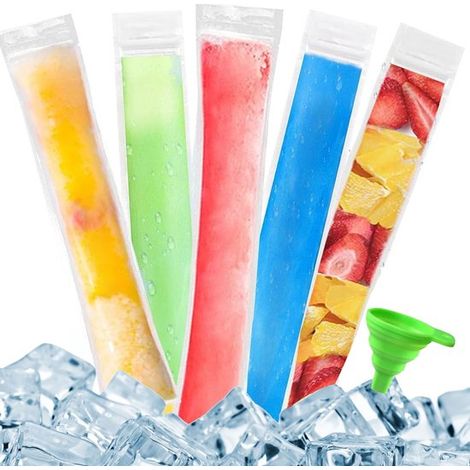 NTHProducts, Bolsas para paletas heladas, Bolsas para helados, Transparentes, Para hacer helados, Aperitivos saludables, 100 unidades (1/5)