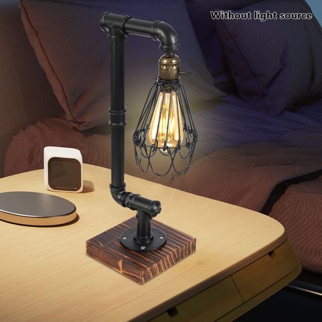 Lampe de table rétro industrielle avec abat-jour ajouré, lampe de table 220V en forme de tuyau d'eau pour le salon ou la chambre à coucher, Luminaire (1/5)
