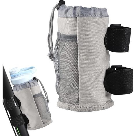Dailygoods，Portabotellas con bolsillos de malla，Portabotellas isotérmico，Apto para bicicletas plegables，Tejido Oxford gris (1/5)