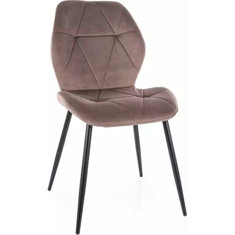 Chaise velours cappuccino piètement noir mat design géométrique élégant et confort ROCKAY (1/5)