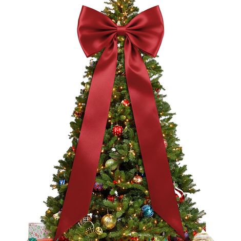 Grands nœuds en Ruban pour décorations de d'arbre de Noël Nœuds de noël en Satin, longues banderoles pour décoration de maison, fête, mariage, anniversaire (1/5)
