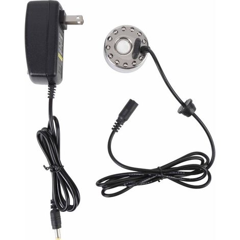 Brumisateur Mist Maker Fogger en alliage de zinc avec 12 LED à couleurs changeantes, atomiseur et humidificateur pour fontaine, bassin, rocaille, vase et bain d'oiseaux (prise US). (1/5)