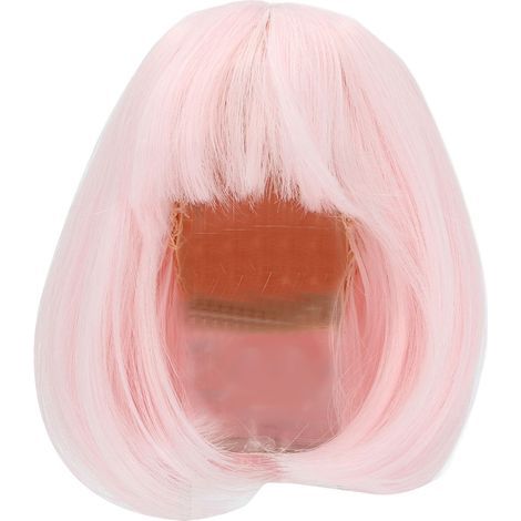 Perücke für 1/3 BJD-Puppe, glattes, mittellanges Haar mit Pony, weiche Kunstfaser, leicht zu schneiden, rosa (1/5)