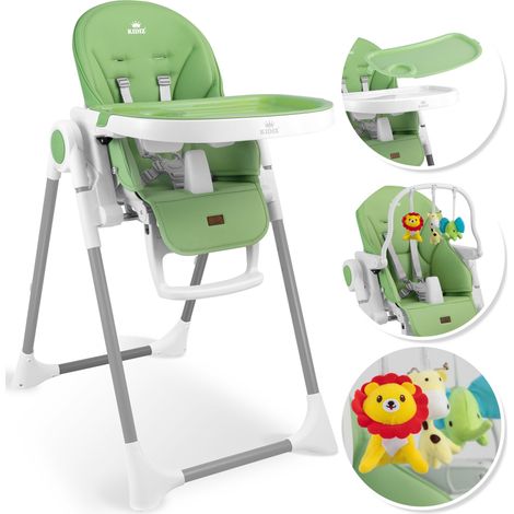 KIDIZ® 3in1 Hochstuhl Kinderhochstuhl inkl. Spielbügel Babyliege Kombihochstuhl Babyhochsitz 7 höhenverstellbar Verstellbare Rückenlehne Grün (1/5)