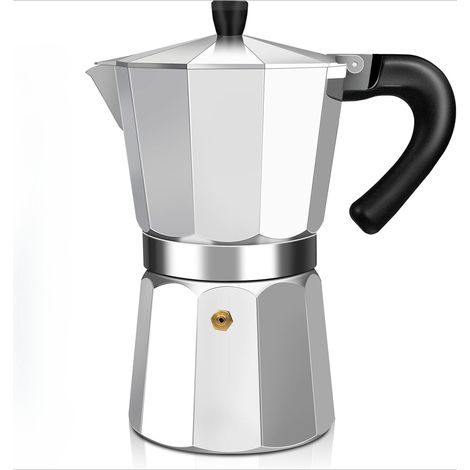 Aluminum Espresso Stovetop Moka Pot Express Coffee Maker Percolator Italian Classic Mocha Coffee Machine for Italian and Cuban Cafe Brewing, 300ml 6 Cup Silver