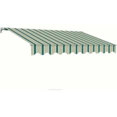TENDA SOLE AVVOLGIBILE BALCONE BARRA QUADRA 3x2 RIGATA VERDE BIANCO BRACCI 1801