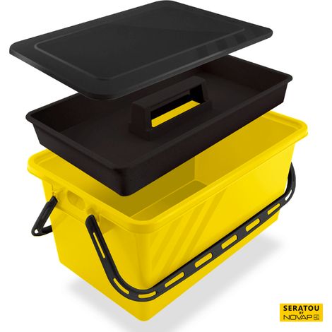 Boite de rangement 10 L Jaune - couvercle noir - SERATOU - 5910009 (1/5)