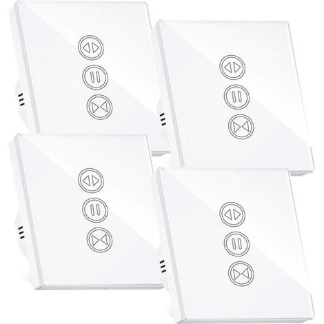Interrupteur Volet Roulant Connecté, Interrupteur Volet Roulant Wifi,Compatible Avec Alexa/Google Home, Interupteur Connecté Tactile Rétro Éclairage Peut Éteindre Led Timer App Contrôle,4PCS (1/5)