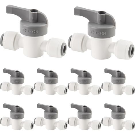 10PCS Blanc Vannes d'Arrêt Rapides 1/4" Irrigation Goutte Goutte, Raccords Push-Fit Marche/Arrêt Tuyau 1/4 Pouce, Connecteurs 1/4" (1/5)